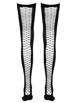 CALZE A RETE AUTOREGGENTI NERE CON BALZA IN PIZZO